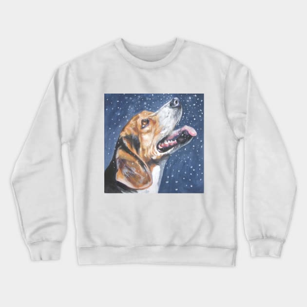 Beagle Christmas Fine Art Painting Crewneck Sweatshirt by LASHEPARD